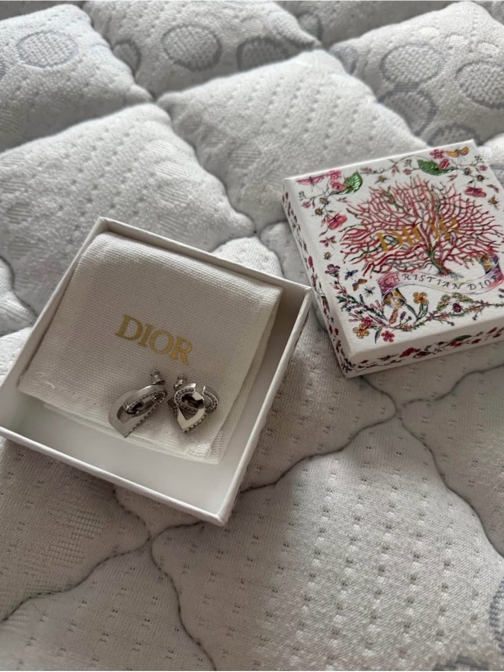 Dior Silver CD Lock Earrings with Crystal
